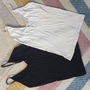 5/$25🌻 2 Ribbed Faux Lace Up Front Tanks